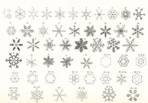 Different forms of snow and hailstones. From The National Encyclopaedia, published c.1890. PosterPrint - Item # VARDPI2430434