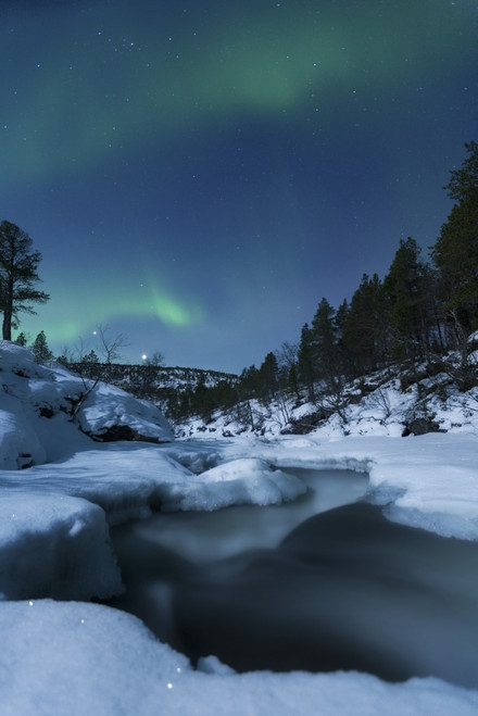 Moonlight and aurora over Tennevik River, Troms, Norway Poster Print - Item # VARPSTAHE100112S