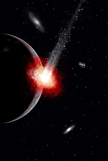 A comet hitting an alien planet Poster Print - Item # VARPSTMAS100812S