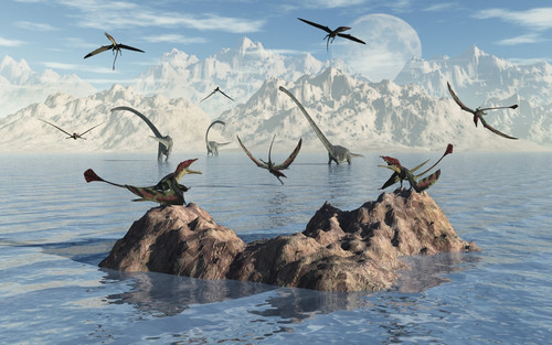 Eudimorphodon's were pterosaurs of the late Triassic period. Their main diet consisted of fish, making them piscivorous feeder Poster Print - Item # VARPSTMAS100038P