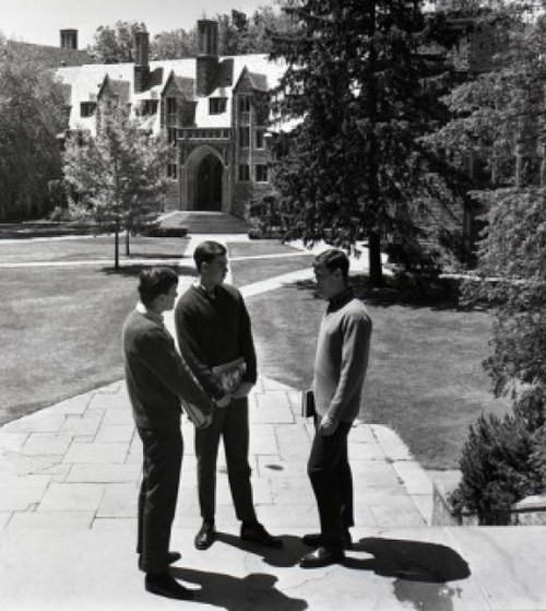 Students standing in front of college building Poster Print - Item # VARSAL255418185
