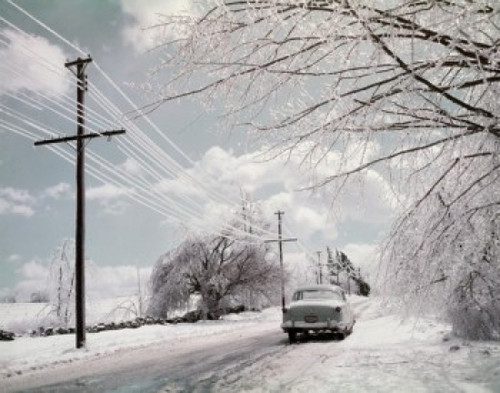 Car on rural road in winter Poster Print - Item # VARSAL255422648