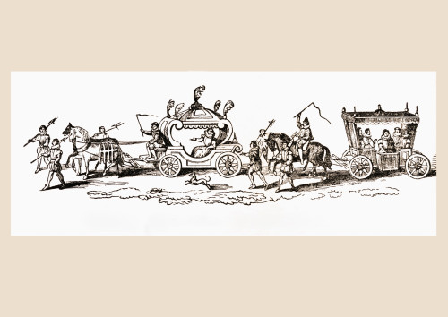 Queen Elizabeth I Of England In Her Coach. Based On A Section Of George Hoefnagle's Print View Of Nonsuch. From History Of Hampton Court Palace In Tudor Times By Ernest Law. Published London 1885. PosterPrint - Item # VARDPI1904447