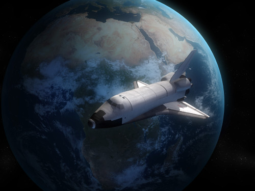 Space Shuttle backdropped against Earth Poster Print - Item # VARPSTKAU100002S