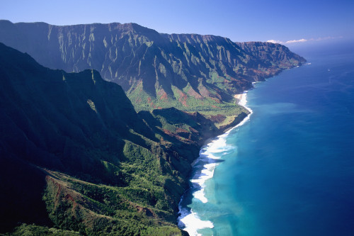 Hawaii, Kauai, Na Pali Coast, Aerial Along Coastline, Rugged Cliffs And Ocean PosterPrint - Item # VARDPI1997280