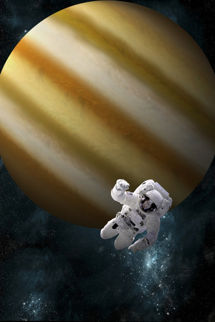 Artist's concept of an astronaut floating in outer space. An Jupiter-like planet forms the background. Poster Print - Item # VARPSTMRC200097S