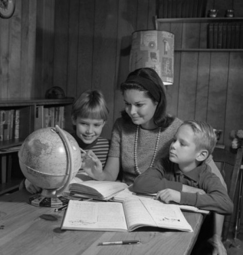 Mother with sons doing homework Poster Print - Item # VARSAL255418099