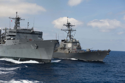 USNS Supply conducts a replenishment at sea with USS Porter Poster Print - Item # VARPSTSTK105870M