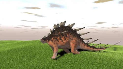 Kentrosaurus walking across a grassy field Poster Print - Item # VARPSTKVA600577P