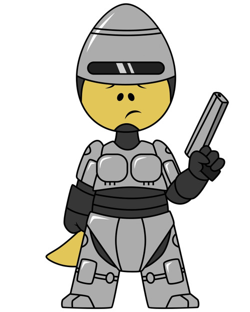 Illustration of a Tyrannosaurus Rex dressed as Robocop Poster Print - Item # VARPSTSTK600076P