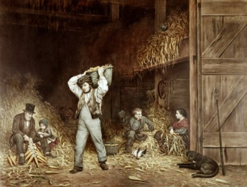 Husking Corn Currier & Ives Poster Print - Item # VARSAL900129448
