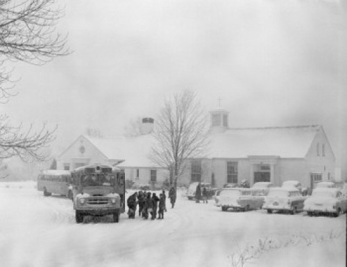 School building in winter Poster Print - Item # VARSAL255416480 School building in winter Poster Print - Item # VARSAL255416480