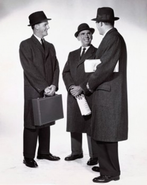 Three businessmen talking Poster Print