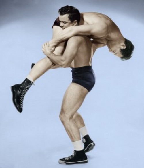 Two young adult men wrestling Poster Print - Item # VARSAL25518591A