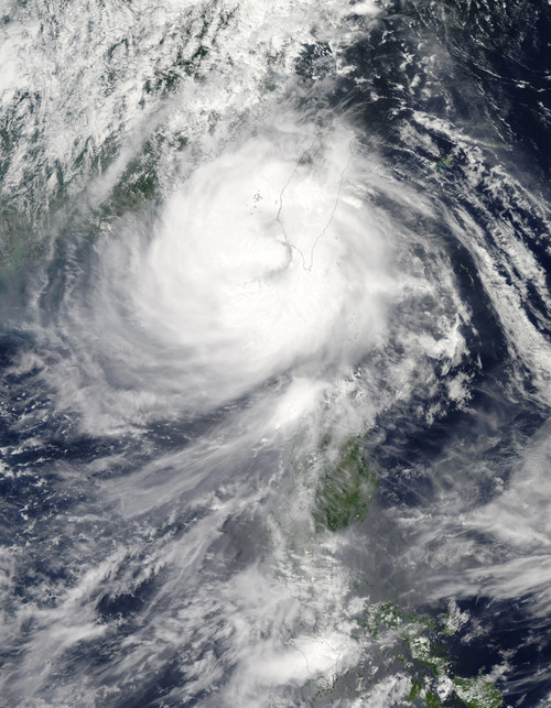 August 24, 2012 - Typhoon Tembin over the ocean off southwestern Taiwan. Storm clouds engulfed Taiwan, but the center of the storm appeared off the island_?_s coast Poster Print - Item # VARPSTSTK204011S