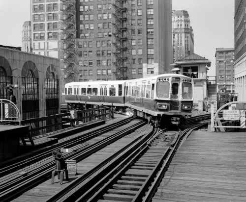 1960s-1970s Chicago Public Transportation El Train Turning Into The Loop On Wells Street Print By Vintage Collection - Item # PPI178860LARGE