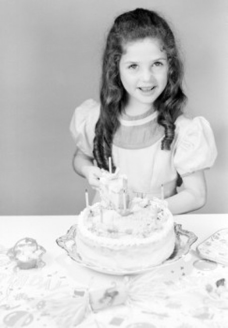 Portrait of girl with birthday cake Poster Print - Item # VARSAL255416706A