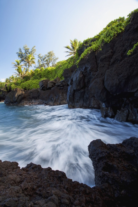 Hawaii, Maui, Hana, The rocky coastline of Waianapanapa showing the movement of the water. PosterPrint - Item # VARDPI2116375