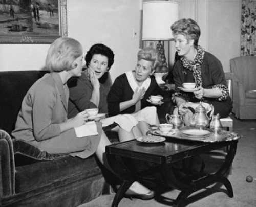 Four young women sitting together drinking tea Poster Print - Item # VARSAL25518951A