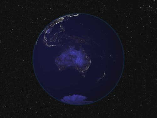 Full Earth at night showing city lights centered on Australia and Oceania Poster Print - Item # VARPSTSTK201278S