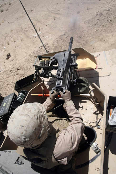 A 40 mm grenade flies from the muzzle of a MK-19 automatic grenade launcher Poster Print - Item # VARPSTSTK101805M