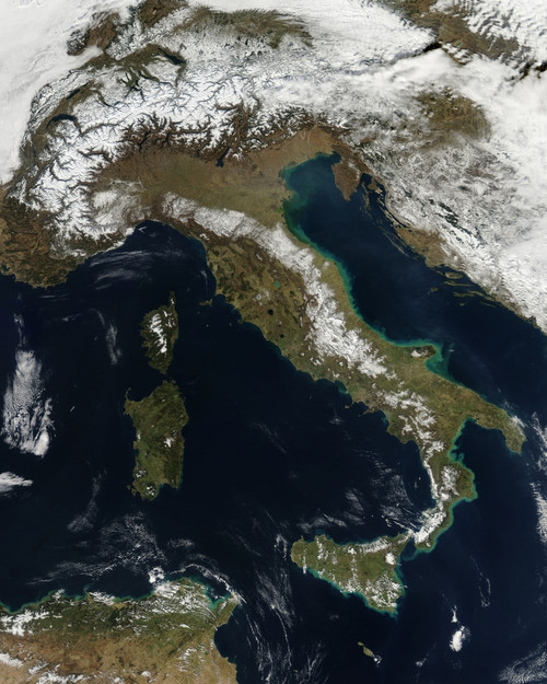 February 24, 2012 - Satellite view of snow in Italy Poster Print - Item # VARPSTSTK204014S