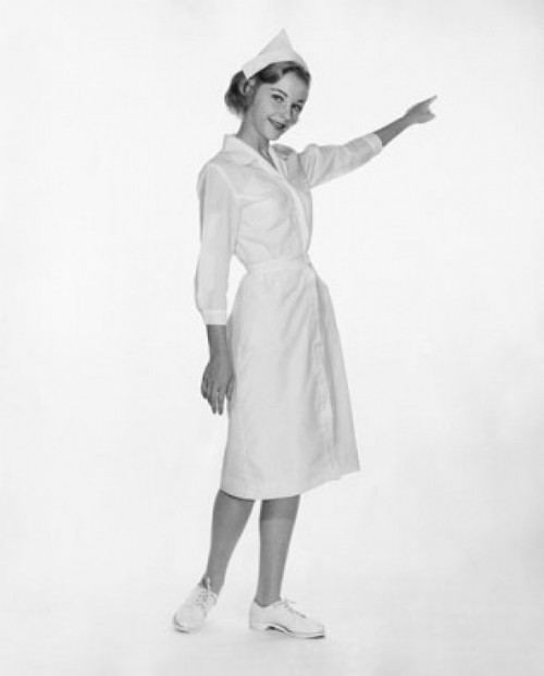 Portrait of a female nurse pointing with her finger Poster Print - Item # VARSAL25534534 Portrait of a female nurse pointing with her finger Poster Print - Item # VARSAL25534534