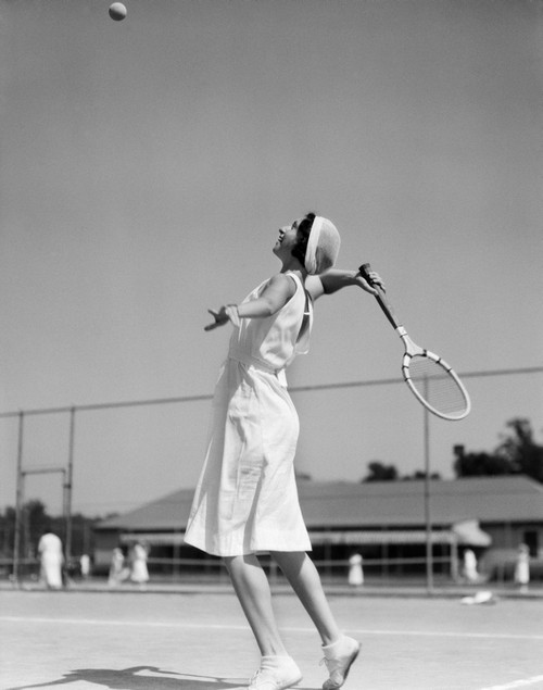 1930s Woman Playing Tennis About To Hit Ball With Racket Poster Print By Vintage Collection (22 X 28) - Item # PPI179586LARGE