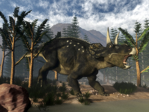 Nedoceratops roaring while among onychiopsis trees Poster Print - Item # VARPSTEDV600333P