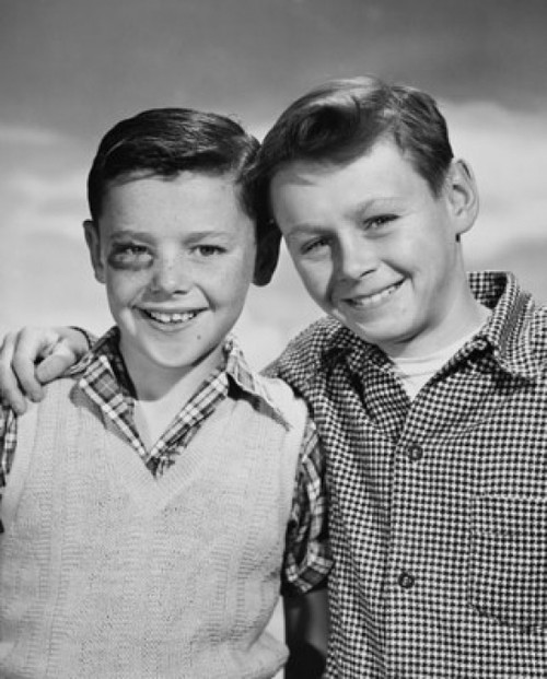 Portrait of a boy with a black eye smiling with another boy standing beside him Poster Print - Item # VARSAL25516457G