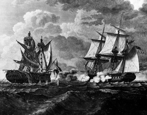 1800s Us Frigate Uss United States Capturing Hms Macedonian War Of 1812 Painting By Thomas Birch Print By Vintage - Item # PPI177587LARGE
