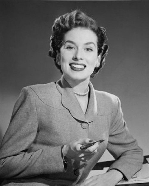 Portrait of a businesswoman holding a pen Poster Print - Item # VARSAL25528007B