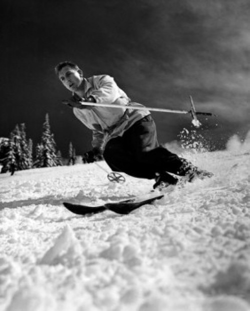 Low angle view of a young man skiing downhill Poster Print - Item # VARSAL2555695
