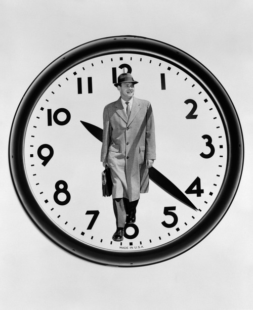 1960s-1950s Montage Business Man On Clock Face Poster Print By Vintage Collection (22 X 28) - Item # PPI172461LARGE