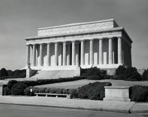 Facade of a memorial  Lincoln Memorial  Washington DC  USA Poster Print