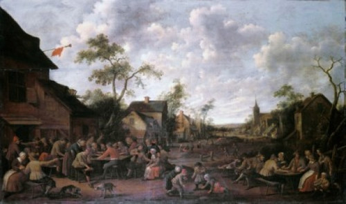 Peasants Feasting On A Village Street Joost Cornelisz Droochsloot Poster Print - Item # VARSAL900142128