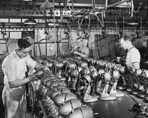 Manual workers assembling electric fans at a factory Poster Print - Item # VARSAL25536714