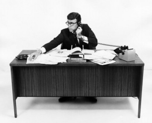 High angle view of a businessman using a telephone Poster Print - Item # VARSAL25515148