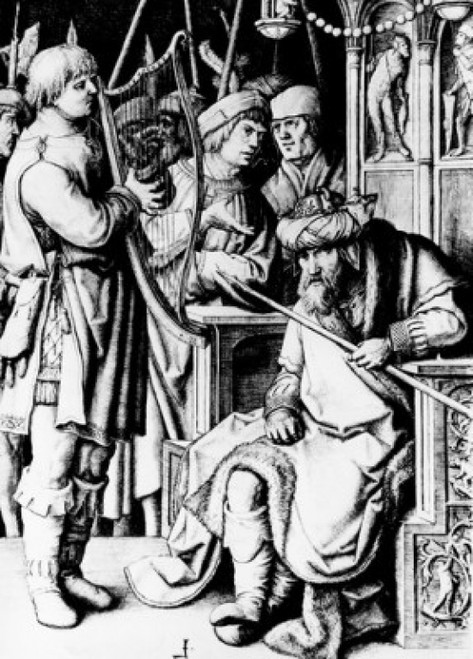 David Plays the Harp for Saul by Lucas van Leyden  1494-1533 Poster Print - Item # VARSAL99587139