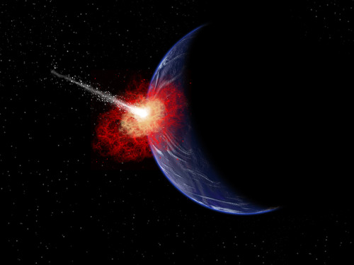 An asteroid hitting planet Earth Poster Print - Item # VARPSTMAS100968S