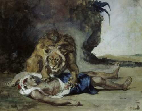 Lion Rending Apart a Corpse     Eugene Delacroix   Private Collection  Zurich  Poster Print - Item # VARSAL1158945