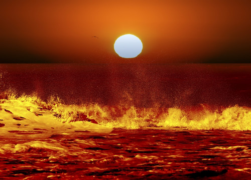 A composite image showing the Sun and ocean waves in Miramar, Argentina Poster Print - Item # VARPSTARG100046S
