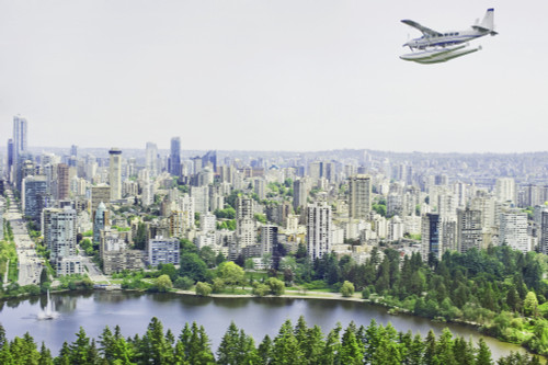 Cessna Caravan Amphibian Seaplane On Approach To The Vancouver Harbour Water Airport; Vancouver British Columbia Canada PosterPrint - Item # VARDPI2264110
