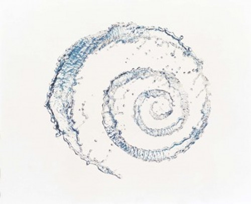 Spiral of water drops with white background Poster Print by Panoramic Images (36 x 30) - Item # PPI118024