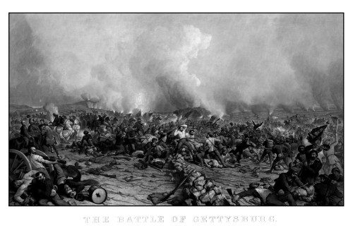 Digitally restored vintage Civil War print of the Battle of Gettysburg. The famous battle took place in early July 1863 and resulted in the largest number of casualties during The American Civil War. Poster Print - Item # VARPSTJPA100404M