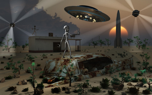 Artist's concept of a science fiction alien landscape Poster Print - Item # VARPSTMAS100121S