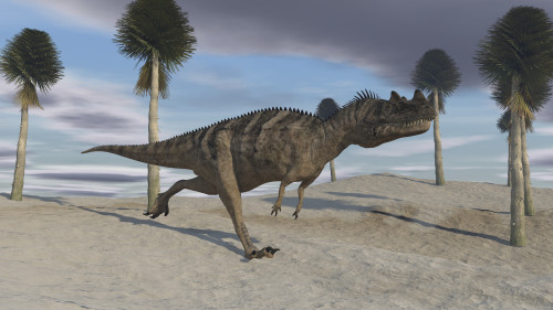 Ceratosaurus running across a barren landscape Poster Print - Item # VARPSTKVA600392P