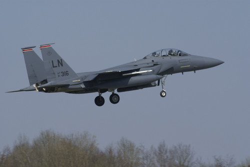 A U.S. Air Force F-15E Strike Eagle in flight over Zoersel, Belgium Poster Print - Item # VARPSTRVP100016M