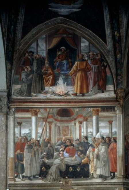 Life of Saint Francis: Test of Fire before the Sultan & Death of Saint Francis  1482-85  Domenico Ghirlandaio  Fresco  Sassetti Chapel  Santa Trinita  Florence  Italy Poster Print - Item # VARSAL263671