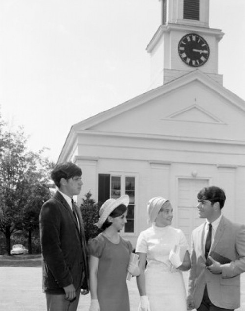 Group of young people standing in front of church Poster Print - Item # VARSAL255416280